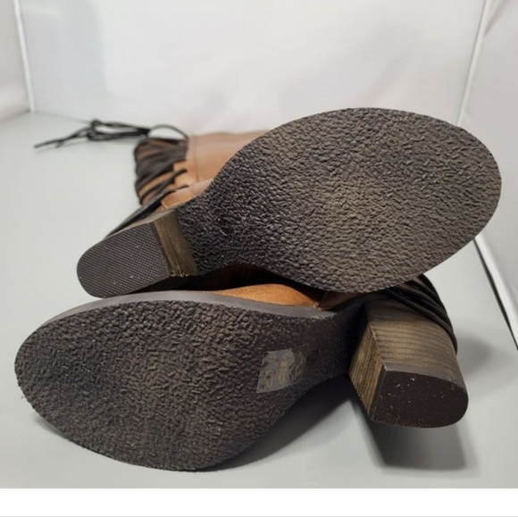 Steve Madden Rikter Cognac Brown Knee High Leather Boots, 7, Lace up - Picture 7 of 11